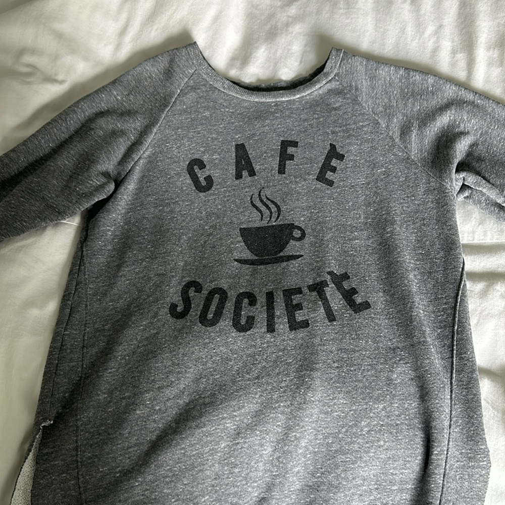 Anthropologie sweatshirt gray Coffee Logo size Small